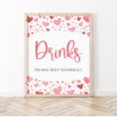 Waterverf roze rode harten Valentijn Drinken teken Poster
