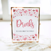 Waterverf roze rode harten Valentijn Drinken teken Poster