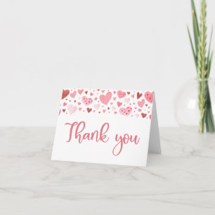 Waterverf Roze Rode Harten Valentijn Sweetheart Bedankkaart