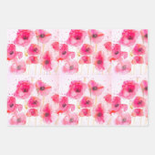 Waterverf roze rode papaverbloem inpakpapier vel (Voorkant 2)
