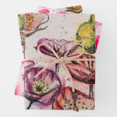 Waterverf roze rode papaverbloem inpakpapier vel (In situ)