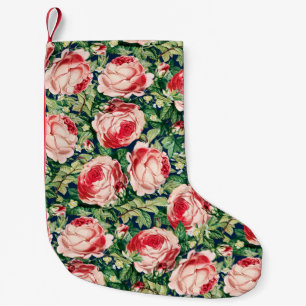 Waterverf Roze & Rode Roos Bloemen & Groene Blader Kleine Kerstsok