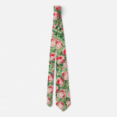 Waterverf Roze & Rode rozenbloemen & groene blader Stropdas (Achterkant)