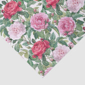 Waterverf Roze & Rode rozenbloemen & groene blader Tissuepapier (Detail)