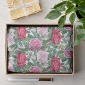 Waterverf Roze & Rode rozenbloemen & groene blader Tissuepapier (Geschenk)
