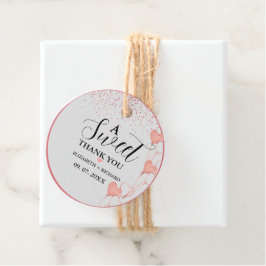 Waterverf roze & rood hart lief dank je feest bedankjes labels