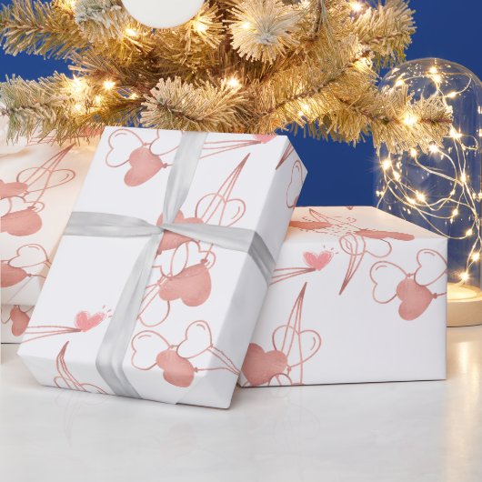 Waterverf roze & rood hart lief dank je feest cadeaupapier (Feestdagen)