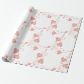 Waterverf roze & rood hart lief dank je feest cadeaupapier (Uitgerold)