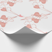 Waterverf roze & rood hart lief dank je feest cadeaupapier (Hoek)