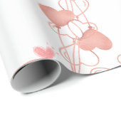 Waterverf roze & rood hart lief dank je feest cadeaupapier (Rol Hoek)