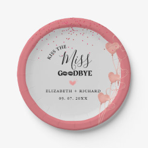 Waterverf roze & rood hart lief dank je feest papieren bordje