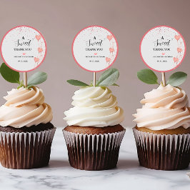 Waterverf roze & rood hart lief dank je feest ronde sticker