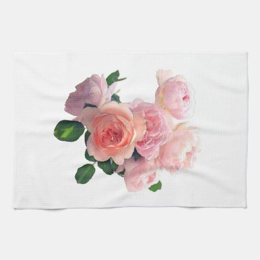 Waterverf Roze Rood Rozen Moderne Bloemen Sjabloon Theedoek (Horizontaal)