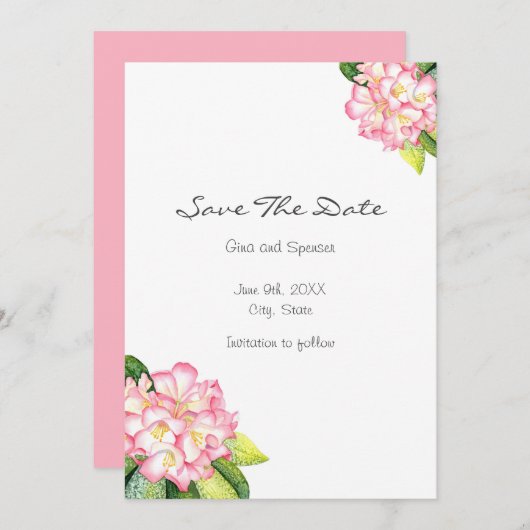 waterverf "Roze roodbruin" Save The Date (Voorkant / Achterkant)