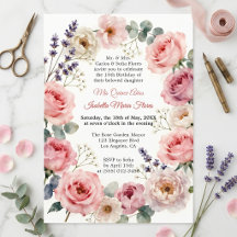 Waterverf Roze Roos Bloemenkrans Quinceañera