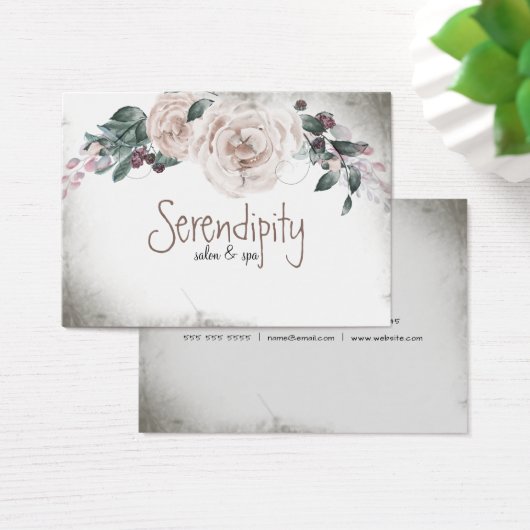 Waterverf Roze Roos Bloemig Vintage Visitekaartje (Bureau)