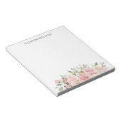 Waterverf Roze Roos Bloemige Monogram Notitieblok (Schuin)