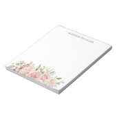 Waterverf Roze Roos Bloemige Monogram Notitieblok (Linkerzijde)