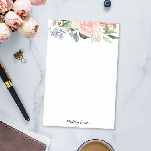 Waterverf Roze Roos Lente Bloemen Post-it® Notes