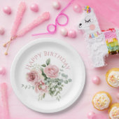 Waterverf Roze Roos Patroon Papieren Bordje (Feest)