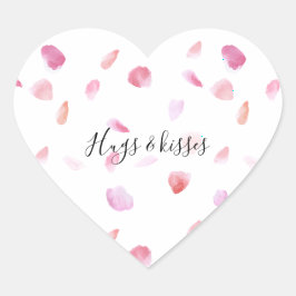 Waterverf Roze Roos Petals Hart Sticker