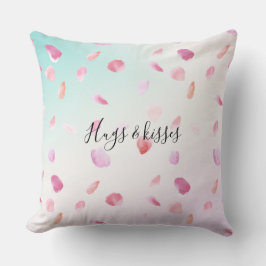 Waterverf Roze Roos Petals Mint Ombre Kussen