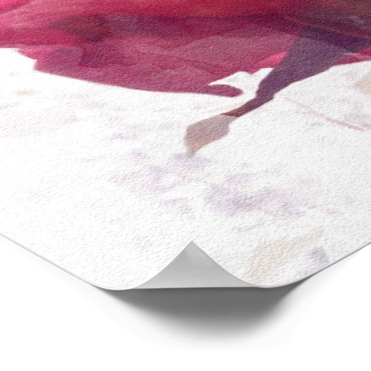 waterverf. Roze roos. Poster (Hoek)