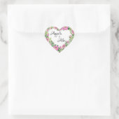 Waterverf Roze Roos Rand Bruid en Bruidegom Hart Sticker (Tas)