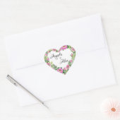 Waterverf Roze Roos Rand Bruid en Bruidegom Hart Sticker (Envelop)