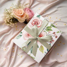Waterverf Roze Roos Set van 3 Inpakpapier Vellen