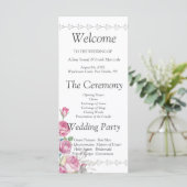 Waterverf Roze Roos Trouwprogramma (Staand voorkant)