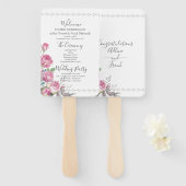 Waterverf Roze Roos Trouwprogramma Handwaaier (Voorkant en achterkant)