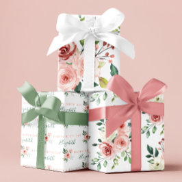 Waterverf Roze Roos Verjaardag Inpakvellen Inpakpapier Vel