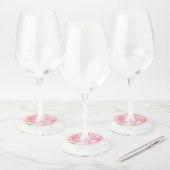Waterverf Roze Roos Wijnglaslabel (Set)
