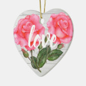 Waterverf Roze Rose Botanische Floral Illustratie Keramisch Ornament (Links)