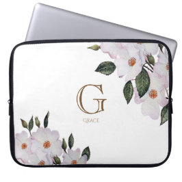 Waterverf Roze Rose Botanische Florence Kunstmonog Laptop Sleeve