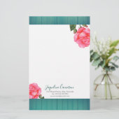 Waterverf Roze Rose Botanische illustratie Briefpapier (Staand voorkant)