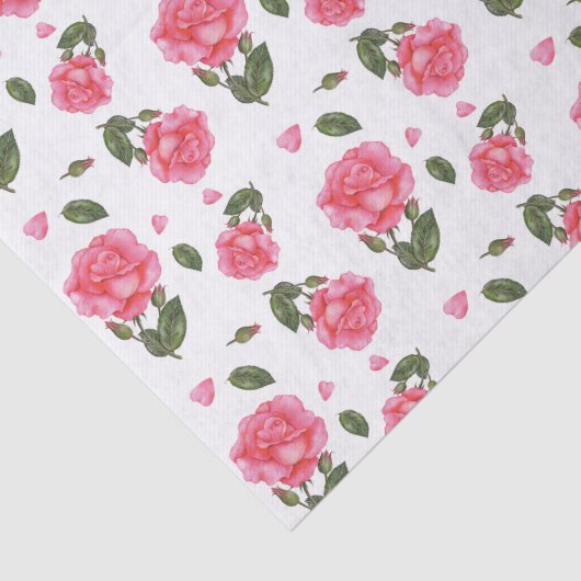 Waterverf Roze Rose Botanische illustratie Tissuepapier (Detail)