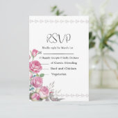 Waterverf Roze Rose Bruiloft RSVP Kaartje (Staand voorkant)