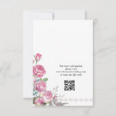 Waterverf Roze Rose Bruiloft RSVP Kaartje (Achterkant)