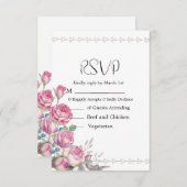 Waterverf Roze Rose Bruiloft RSVP Kaartje (Voorkant / Achterkant)