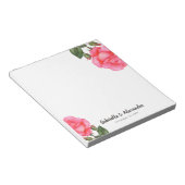 Waterverf Roze Rose Floral Illustration Wedding Notitieblok (Schuin)