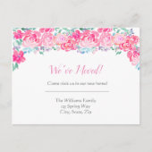 Waterverf Roze Rose Garden Nieuwe adreswijziging Aankondigingskaart (Voorkant)