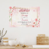 Waterverf Roze Rose Moslim Islamitisch Bruiloft Po Poster (Keuken)