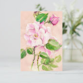 Waterverf Roze Rose Notecards Bedankkaart (Staand voorkant)