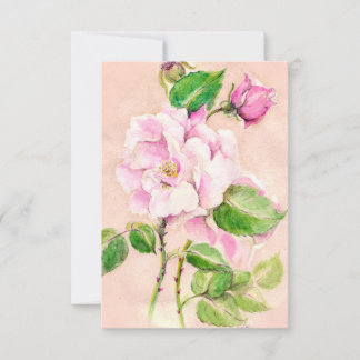 Waterverf Roze Rose Notecards Bedankkaart