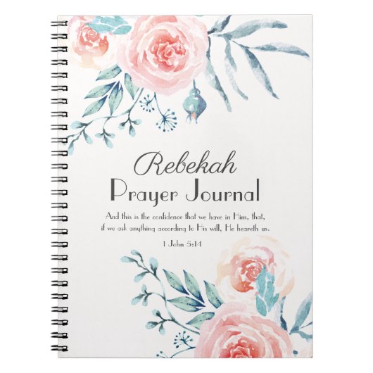 Waterverf Roze Rose Prayer Journal Notitieboek (Voorkant)