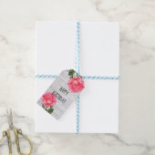 Waterverf Roze Rose Rustiek Ontwerp Happy Birthday Cadeaulabel (Met Touw)