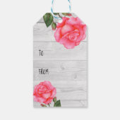 Waterverf Roze Rose Rustiek Ontwerp Happy Birthday Cadeaulabel (Achterkant)