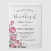 Waterverf Roze Rose Vellum Overlay Vellum Uitnodigingen (Voorkant)